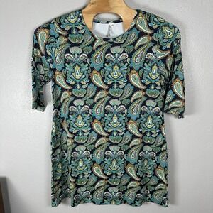 Lulu B Dress Womens Size XL Travel Stretch Blue Paisley Floral UPF 50 3/4 Sleeve